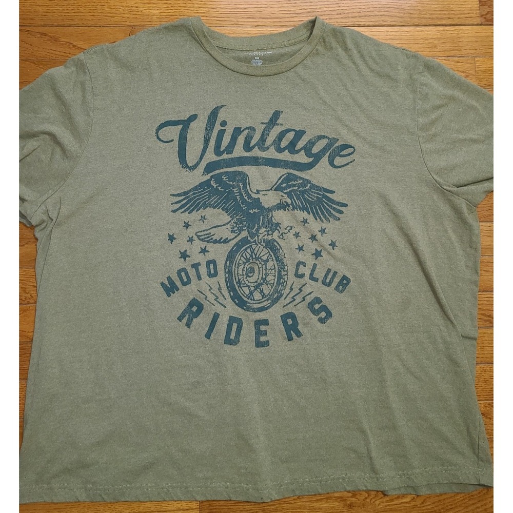 3XL Vintage Moto Club Riders Biker Motorcycle‎ T-shirt Olive Green